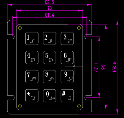12 Key Backlit Stainless Steel Metal Keypad IP65 Waterproof Vandal Proof Numeric Keypad for Access Control & Kiosk