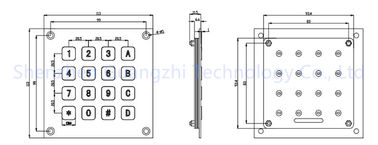 Metal Backlit Numeric Keypad , SS 4x4 Matrix Keyboard For Vending Machine