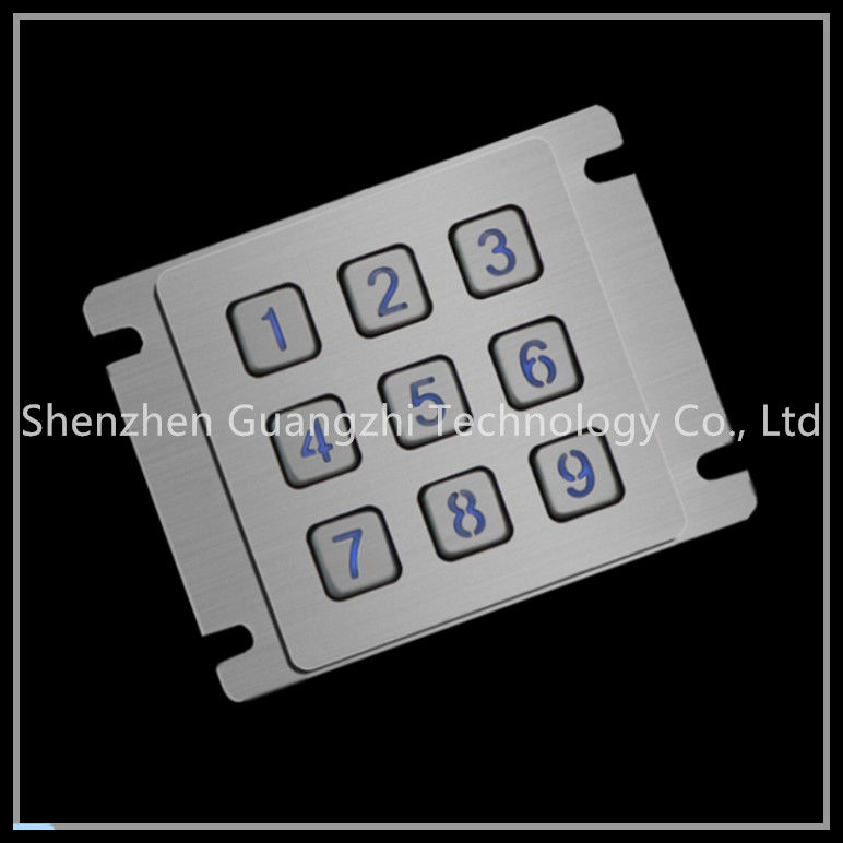 Watertight Illuminated Keyboard , 12 Keys Metal 3x4 Keyboard With Usb Interface